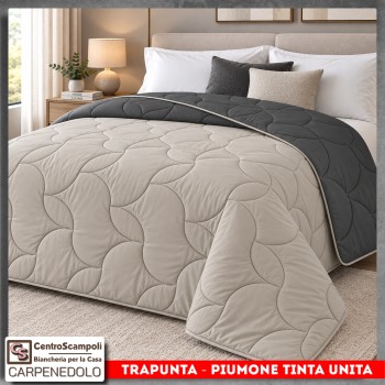 Trapunta Piumone Matrimoniale Double Face Tinta Unita – Grigio Chiaro e Grigio Scuro