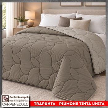 Trapunta Piumone Matrimoniale Double Face Tinta Unita – Beige chiaro e Beige scuro