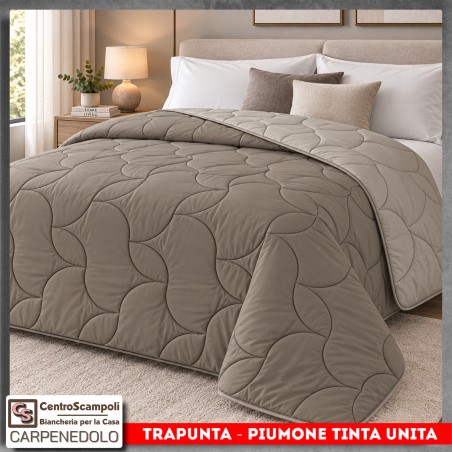 Trapunta Piumone Matrimoniale Double Face Tinta Unita – Beige chiaro e Beige scuro