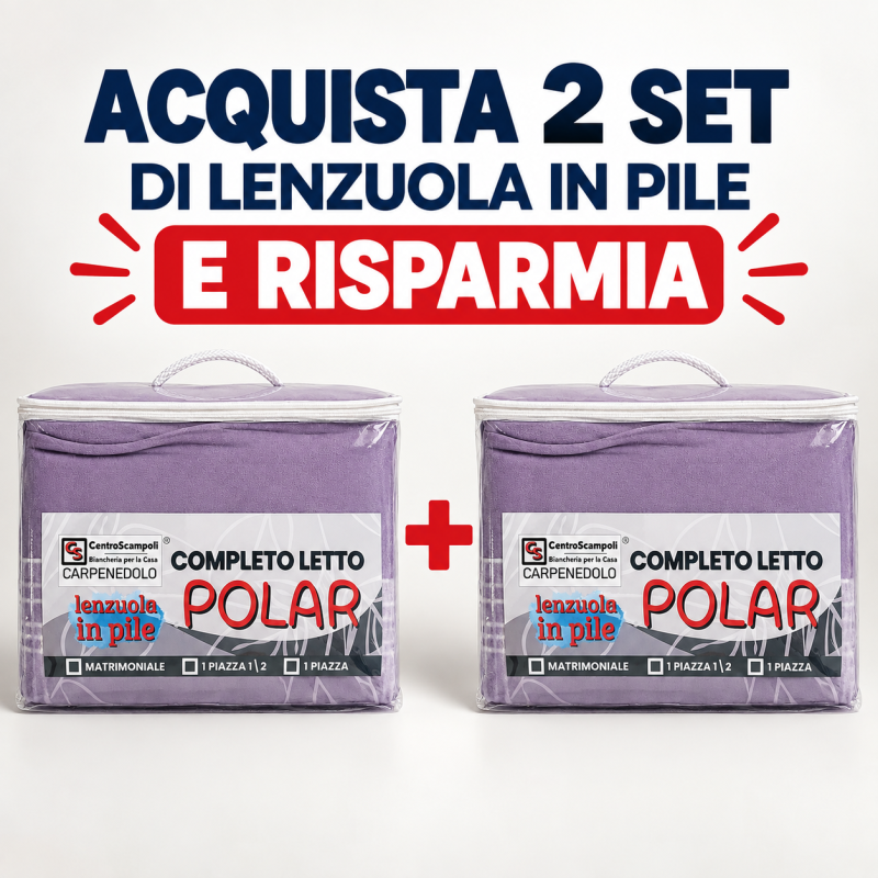 Offerta Quantità: 2 Set Lenzuola di Pile Matrimoniali Calde – Completo Letto Invernale in Microfibra Termica | 301