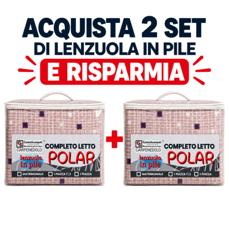 Offerta Quantità: 2 Set Lenzuola di Pile Matrimoniali Calde – Completo Letto Invernale in Microfibra Termica | 304