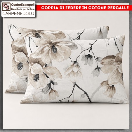 Coppia di Federe per Guanciale in Percalle di Puro Cotone | Dis. 20604