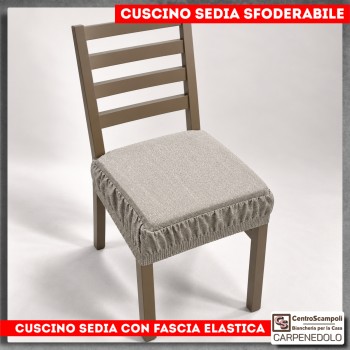 Cuscino Vesti Sedia in Cotone Sfoderabile con Fascia Elastica - Made in Italy | Col. Grigio Tortora