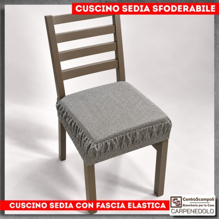 Cuscino Vesti Sedia in Cotone Sfoderabile con Fascia Elastica - Made in Italy | Col. Grigio Scuro