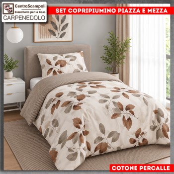 Set Copripiumino Piazza e Mezza in Cotone Percalle | VAR. 20650010