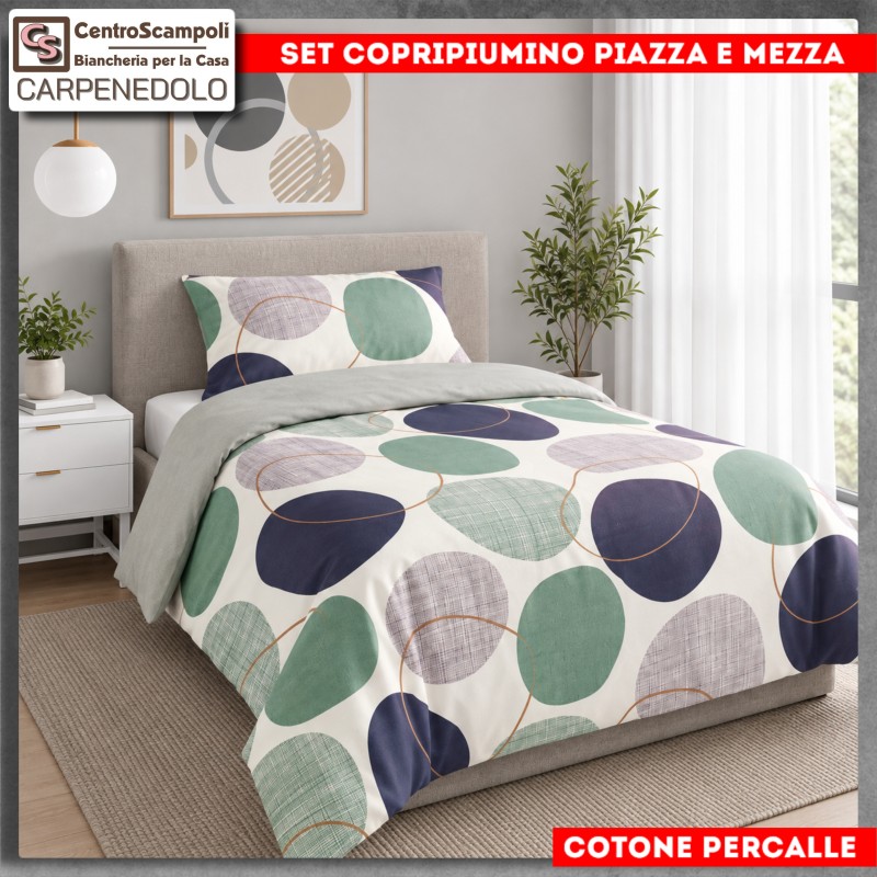 Set Copripiumino Piazza e Mezza in Cotone Percalle | VAR. 2065004